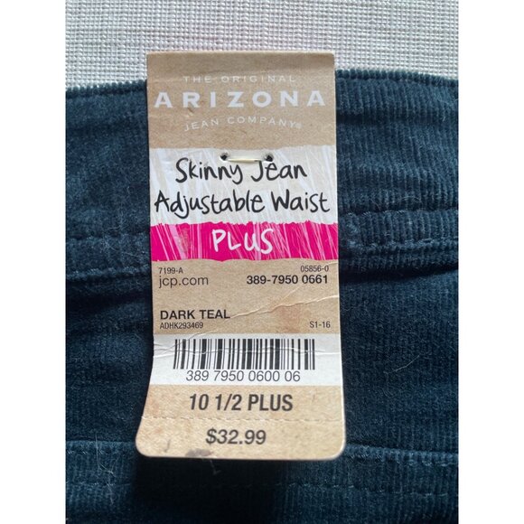 Arizona Jean Co. Girls Skinny Jeans Adjustable Waist 10 1/2 Plus Dark Teal - Picture 6 of 7